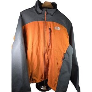 The North Face Apex Bionic Softshell Jacket Mens Large Orange Charcoal Grey Wind